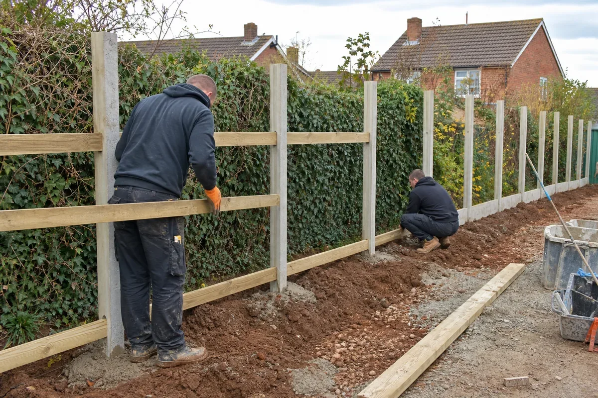 Fence installation work at a Coventry property